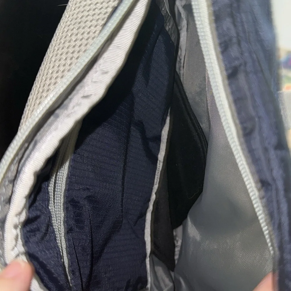 L.L.Bean Navy Blue/Grey Stowaway Sling One Strap Backpack Medium Sized Bag